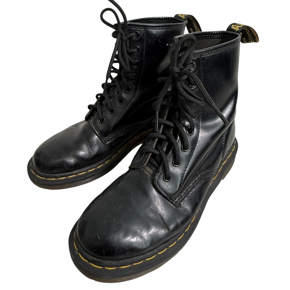 Dr. Martens 1460 Smooth Leather Black 8-Eye Lace Up Combat Boots‎ Mens Womens